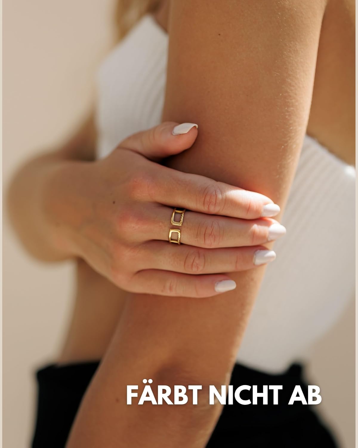 Detalle de GD GOOD.designs Damenring verstellbar aus Edelstahl – doppelt, offen, wasserfest (inkl. Geschenkbox)
