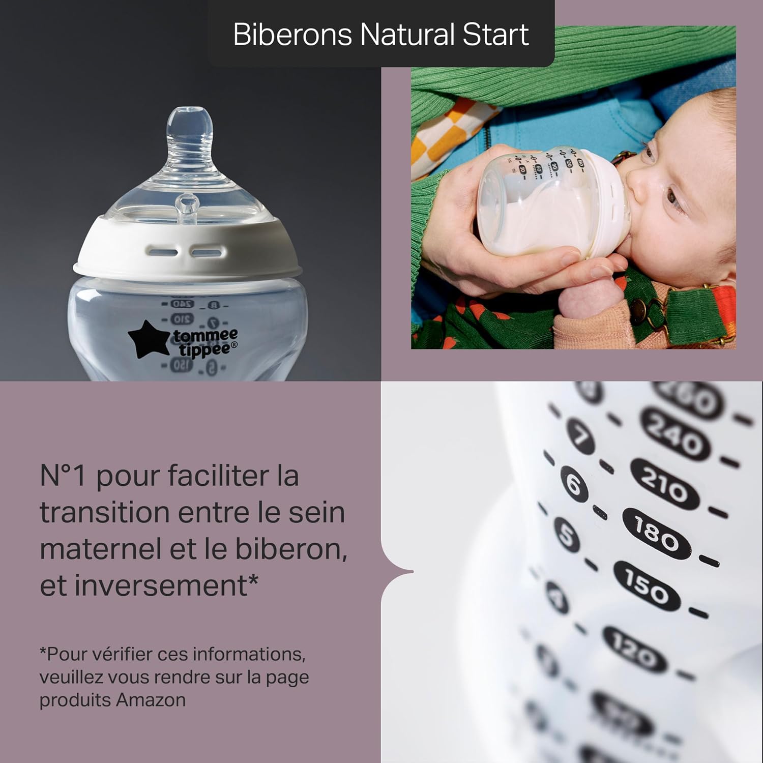 Thumbnail 2 de Tommee Tippee Kit de démarrage biberons Natural Start et sucettes (auto-stérilisants) 150 ml et 260 ml