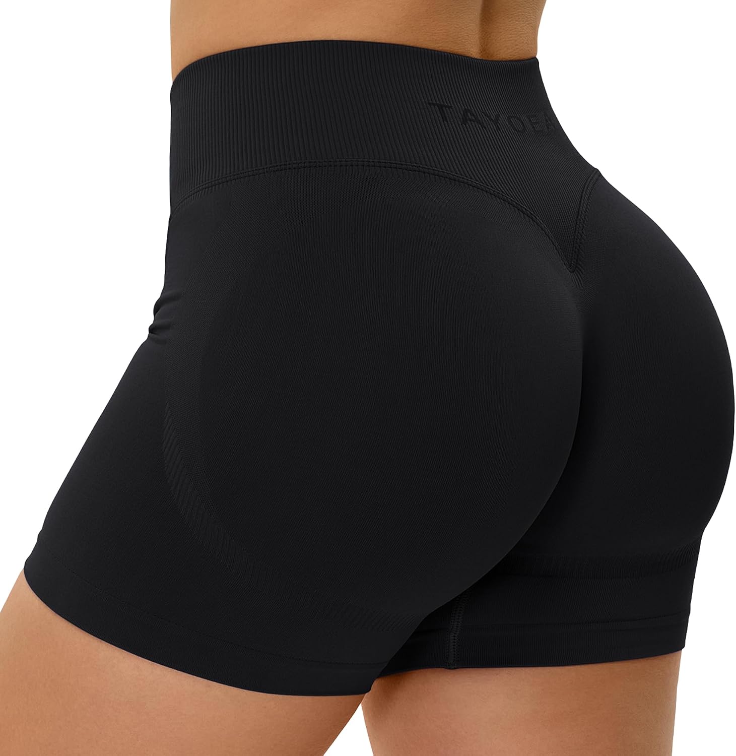 Detalle de TAYOEA Sport Shorts Invisible Scrunch Butt Shorts Damen – Nahtlos, High-Waist & Push-Up Effekt