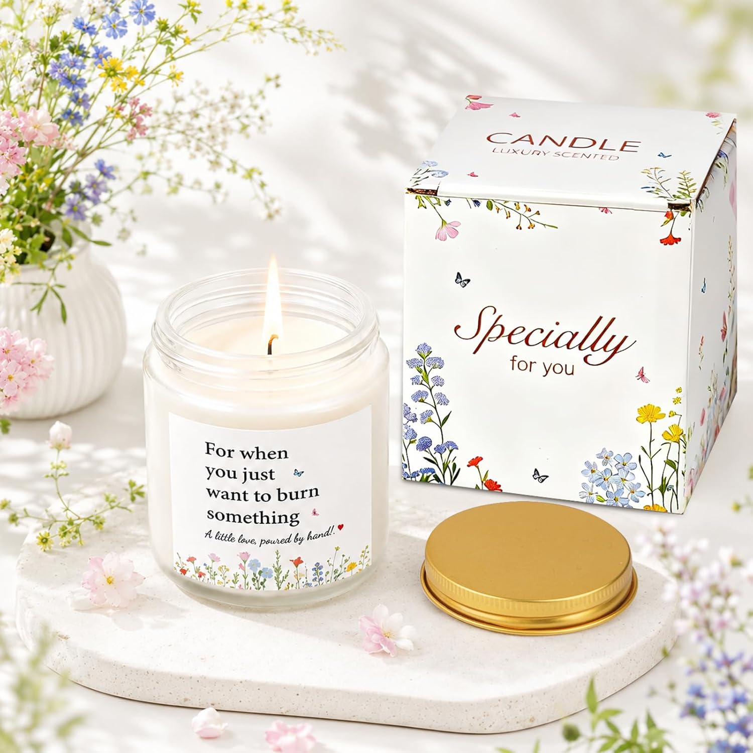 Detalle de SHXWELL Personalised Gift Set for Women — Monogram Tote, Glass Cup, Candle and More