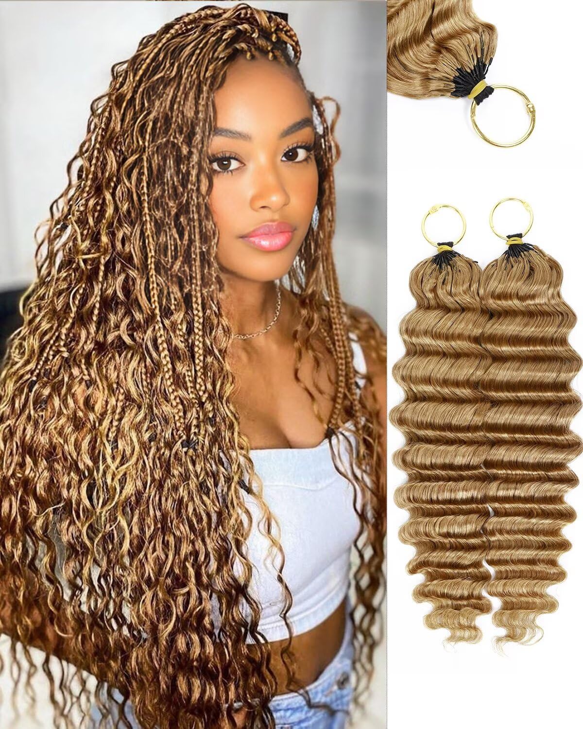 Thumbnail 6 de Human Crochet Hair for Black Women — 18-Inch Feather Burmese Curly Crochet Hair, 55g per Pack (40 Strands)