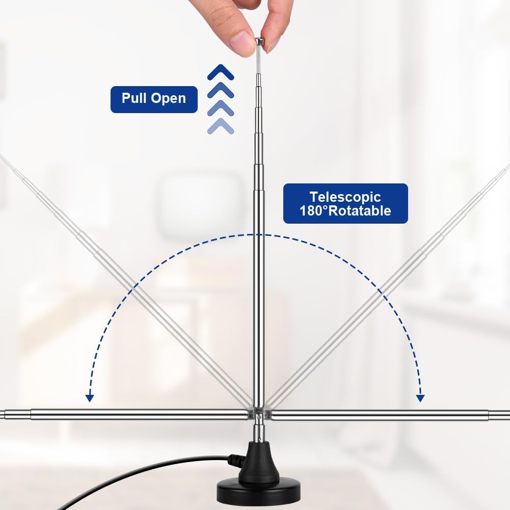 Detalle 2 de Adiwo DAB/UKW Radioantenne mit Magnetfuß und 3 m Koaxial-Verlängerungskabel (75 Ohm, Typ F)