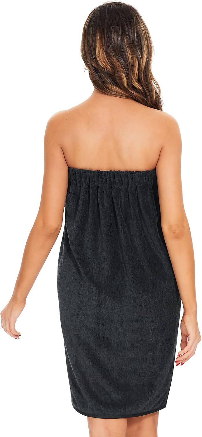 Detalle de ROSYLINE Women's Shower Wrap Robe, Soft Bath Towel Wrap with Adjustable Snaps
