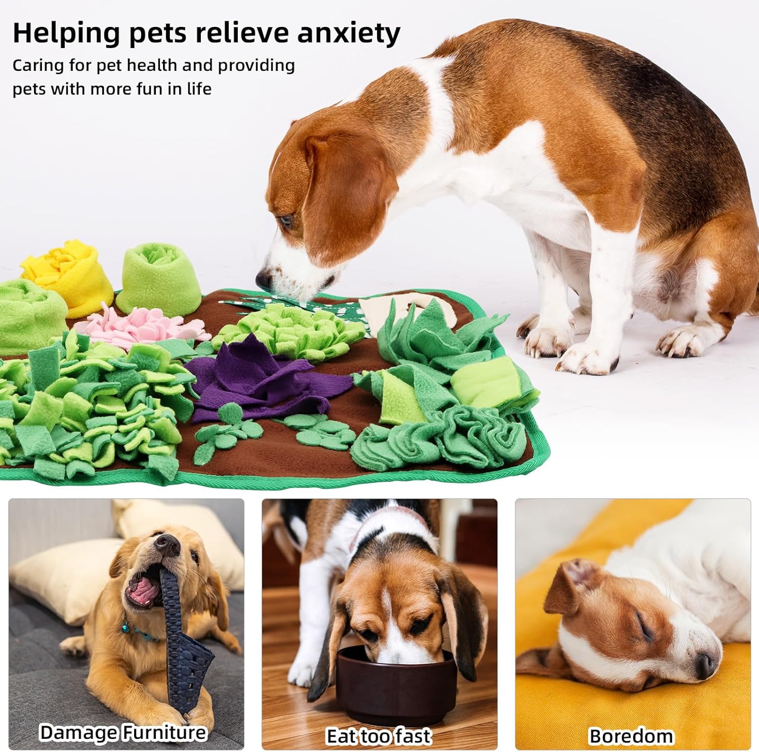 Thumbnail 2 de MoYouno Snuffle Mat for Dogs: Interactive Foraging and Slow Feeding Mat (Green Khaki)