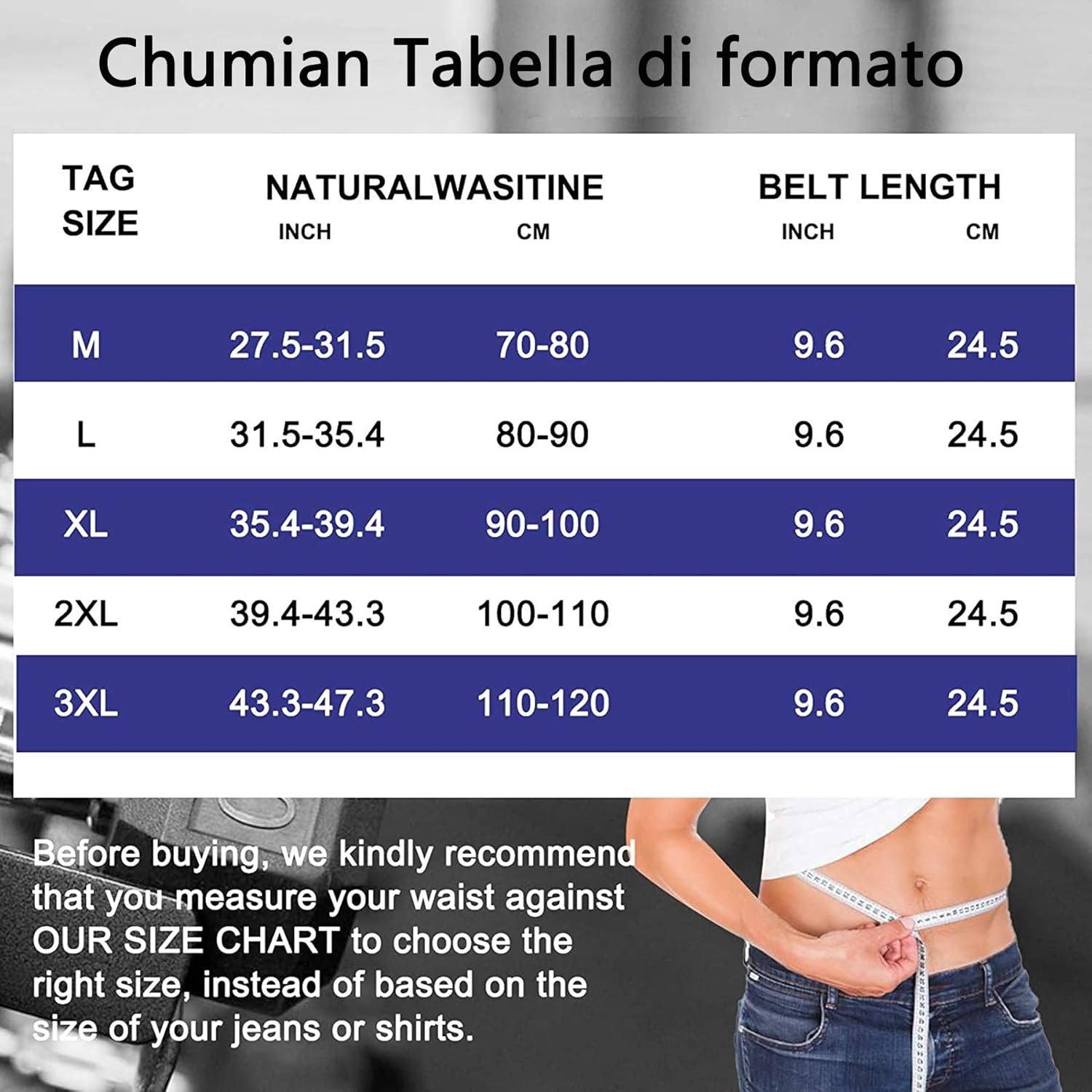 Detalle de CHUMIAN Fascia Addominale Dimagrante Uomo con Cintura Regolabile e Supporto Lombare in Neoprene
