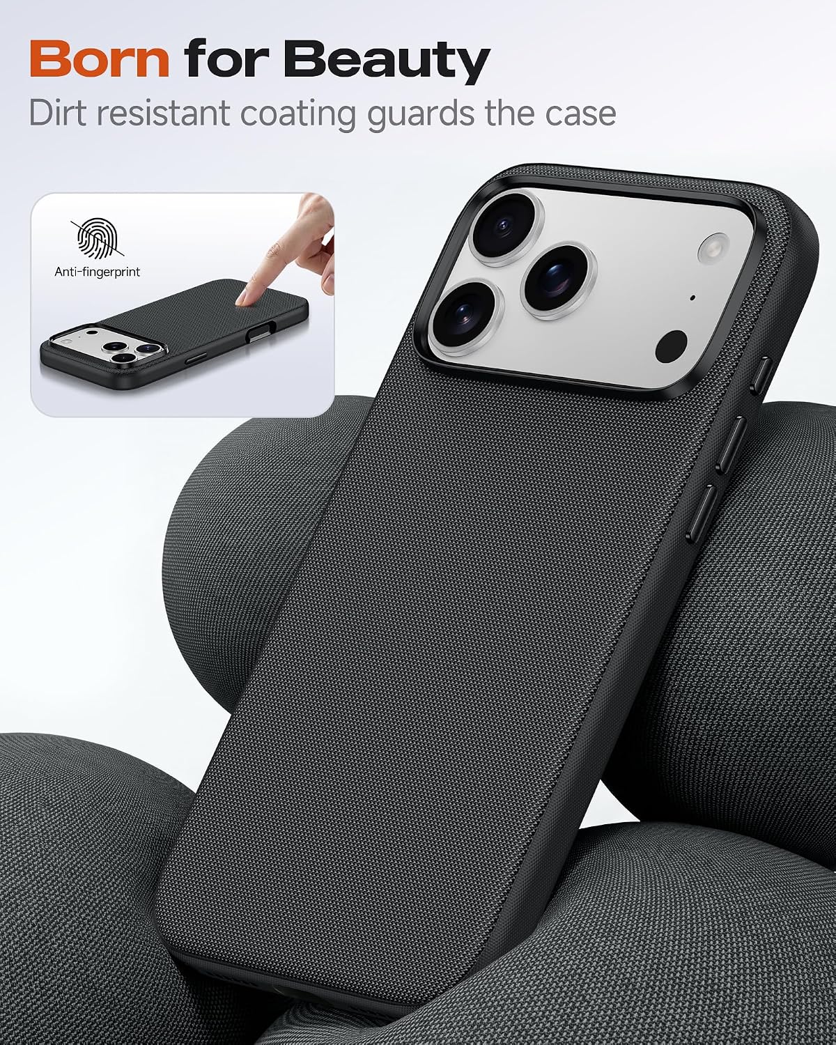 Detalle de LeYi TechWoven Case for iPhone 18 Pro Max / iPhone 17 Pro Max with MagSafe, Black