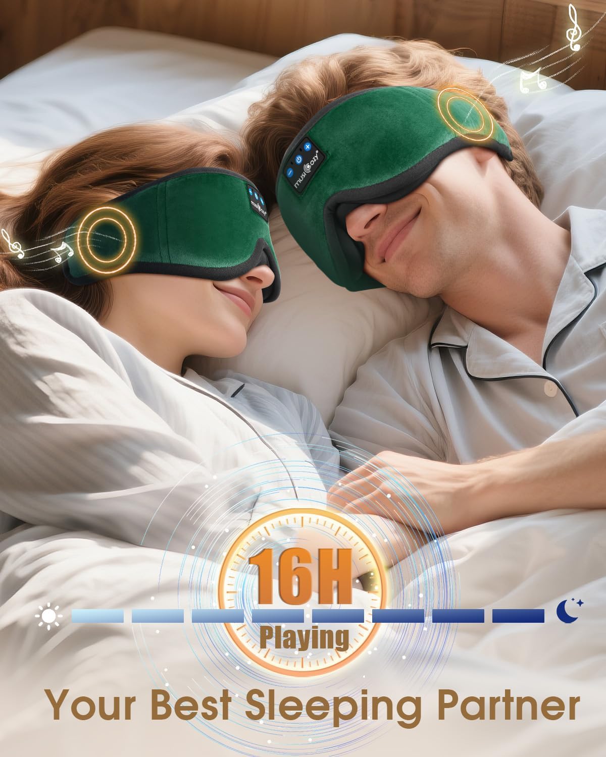 Detalle de MUSICOZY 3D Bluetooth Sleep Mask Headphones with 3D 100% blockout design