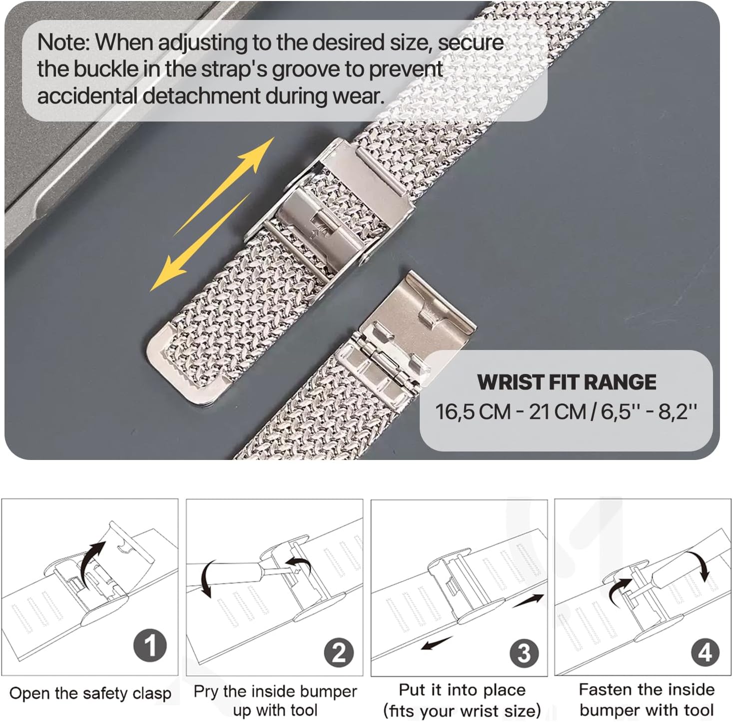 Thumbnail 3 de Metallarmband 20 mm Edelstahl für Huawei Watch GT3/GT2 & Galaxy Watch – kompatibel 40–44 mm