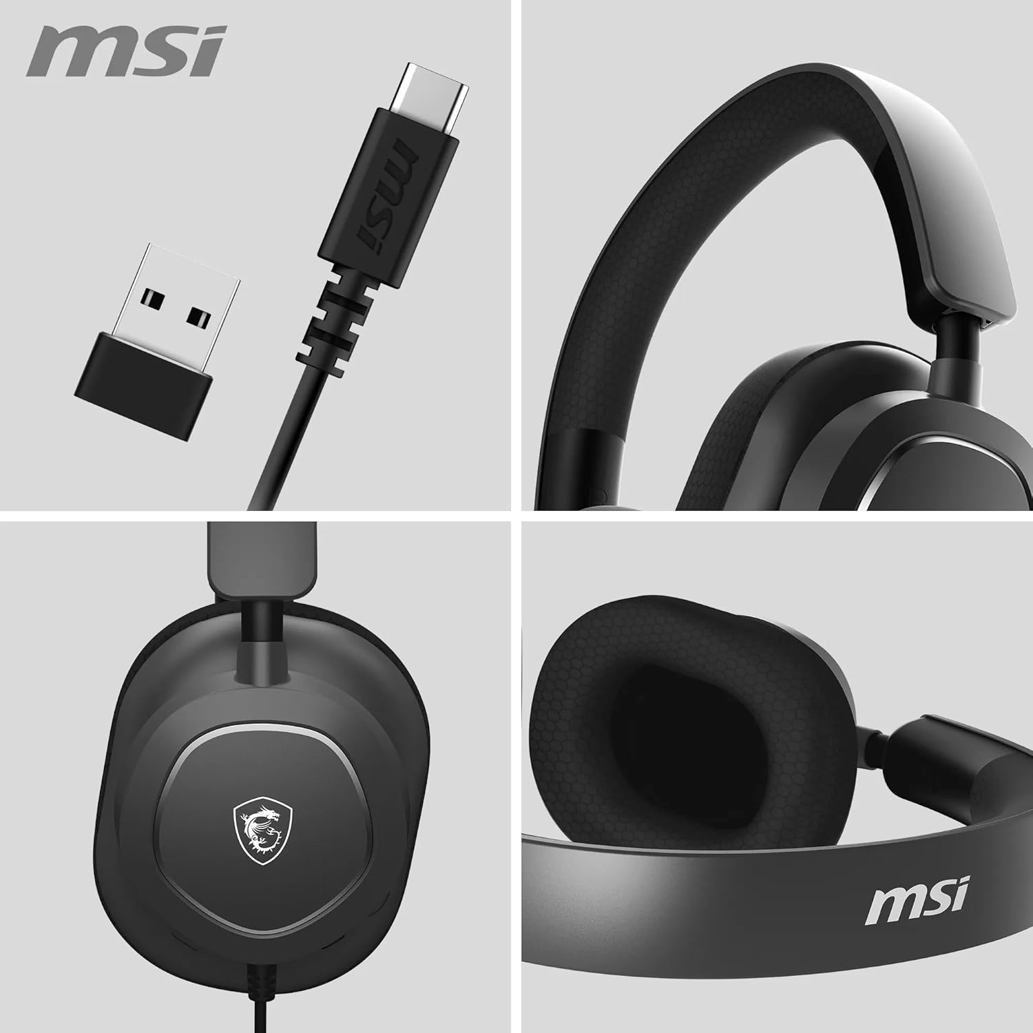 Thumbnail 5 de MSI MAESTRO 300 Gaming Headset con driver da 40 mm, microfono cardioide rimovibile e suono 3D Nahimic