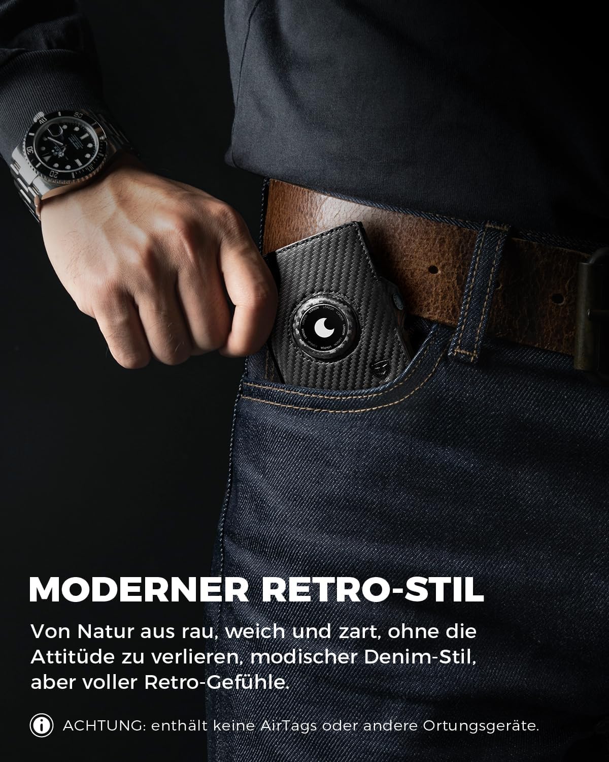 Detalle 2 de LORZOR Airtag Wallet Slim Wallet mit Münzfach