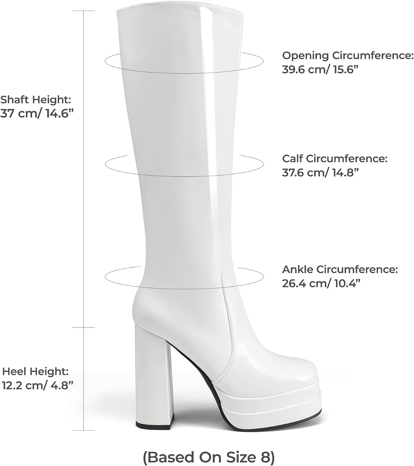 Detalle de DREAM PAIRS Women's Gogo Platform Knee-High Boots with 4.72-Inch Heel