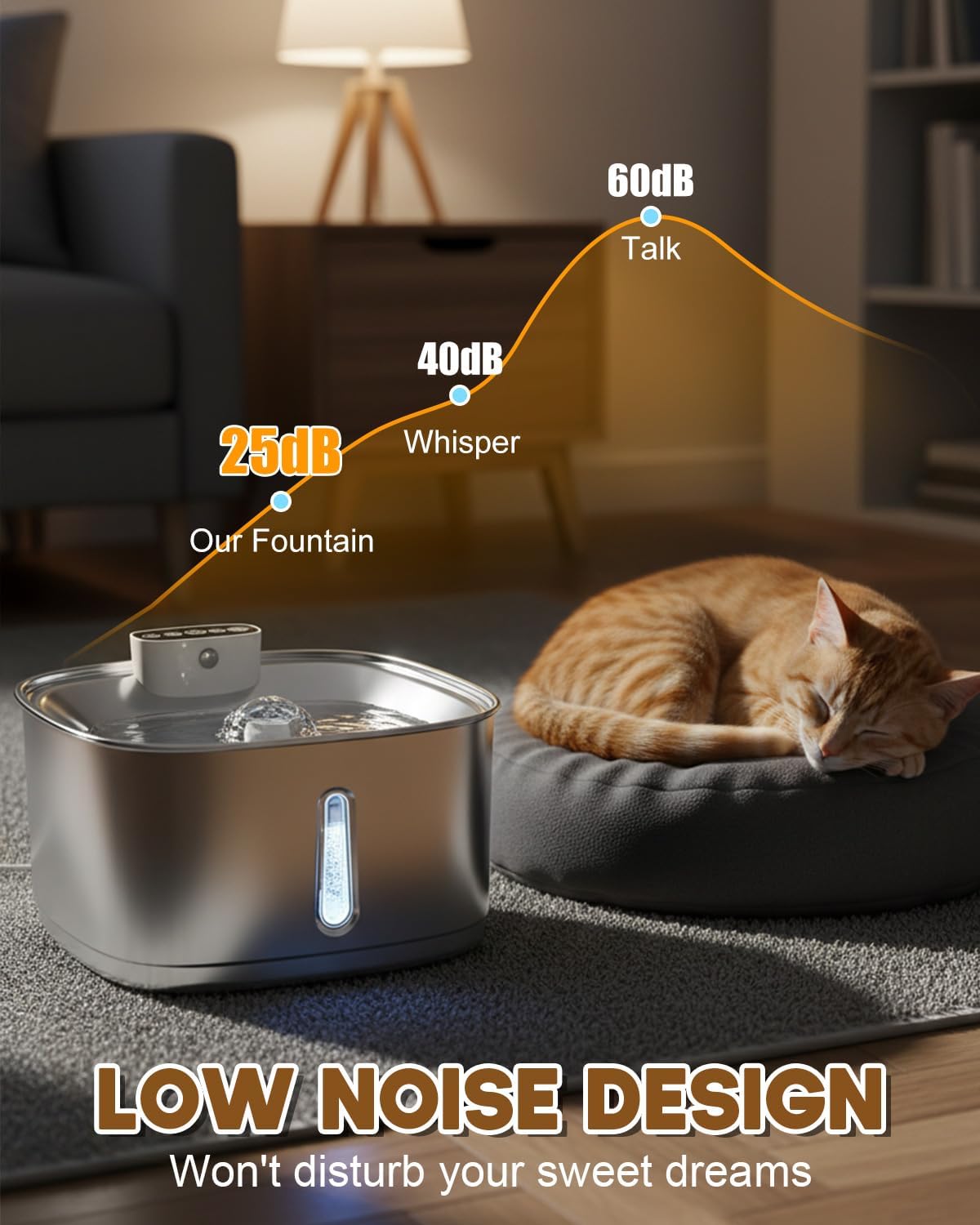 Detalle de Cordless Stainless Steel Cat Water Fountain, 3.2L/108oz: Review & buying guide