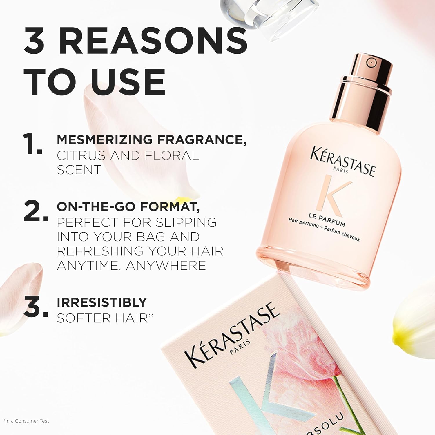 Detalle de KÉRASTASE Gloss Absolu – Le Parfum pour cheveux (30 ml) : parfum longue tenue au toucher plus doux