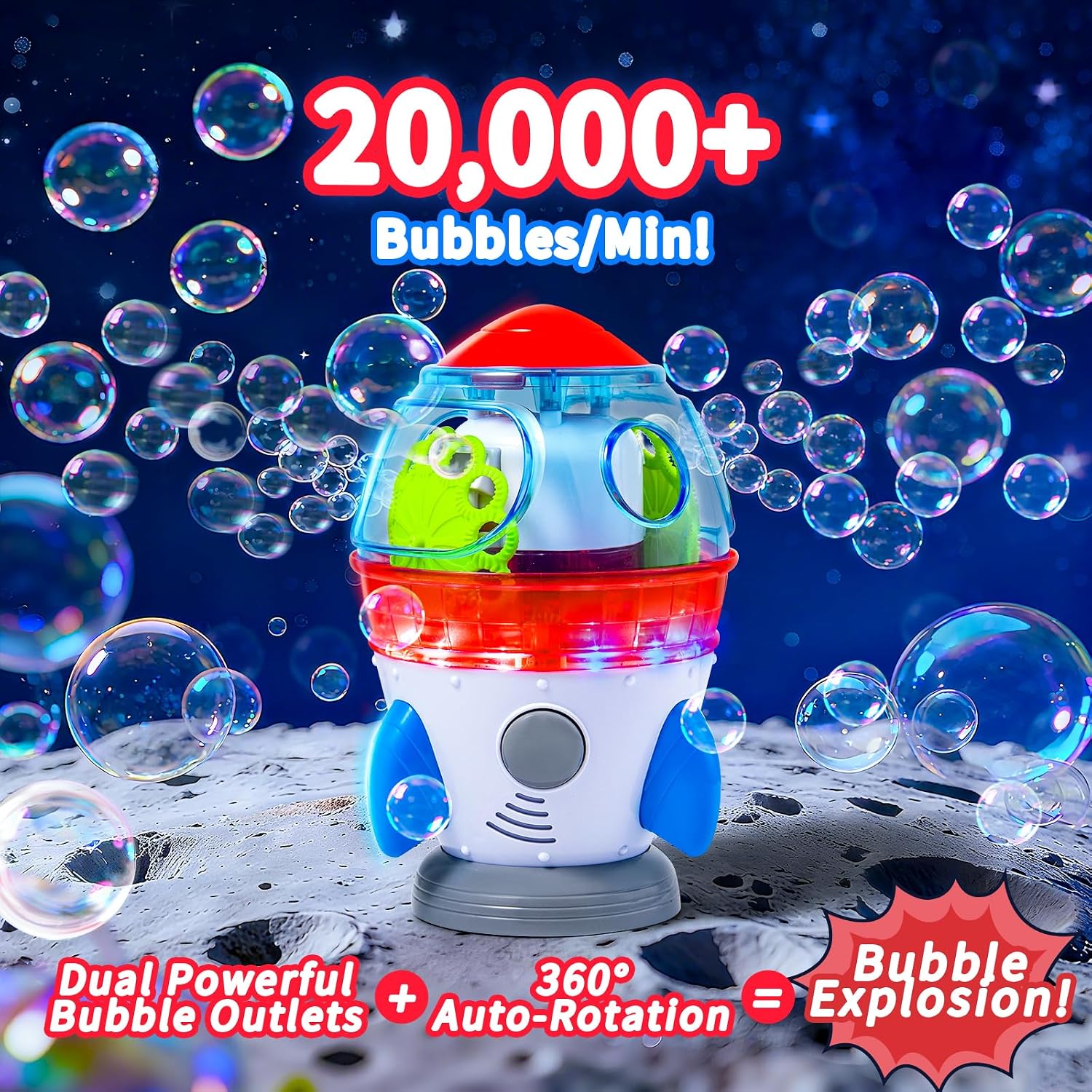 Detalle 2 de Rocket-Shaped Bubble Machine for Kids