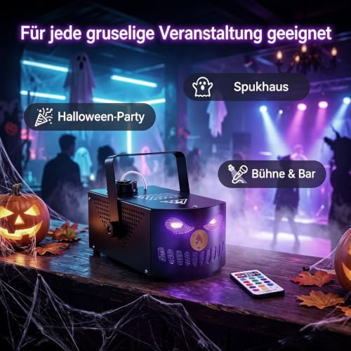 Thumbnail 7 de FOGMASHIN Nebelmaschine Halloween Kürbis 3D Gruselgesicht 500W RGB LED