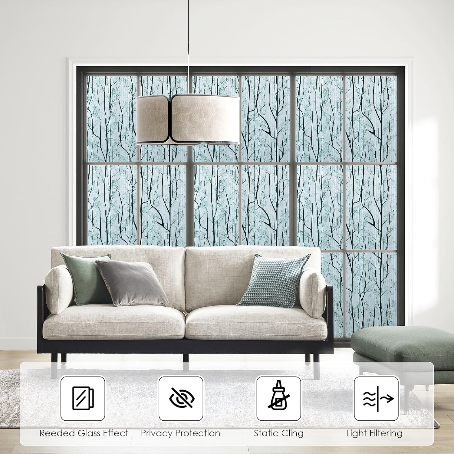 Detalle 2 de dktie Blickdichte Fensterfolie mit Riffelung – Sichtschutz- & UV-Schutzfolie für glatte Glasflächen (44,5 x 200 cm)