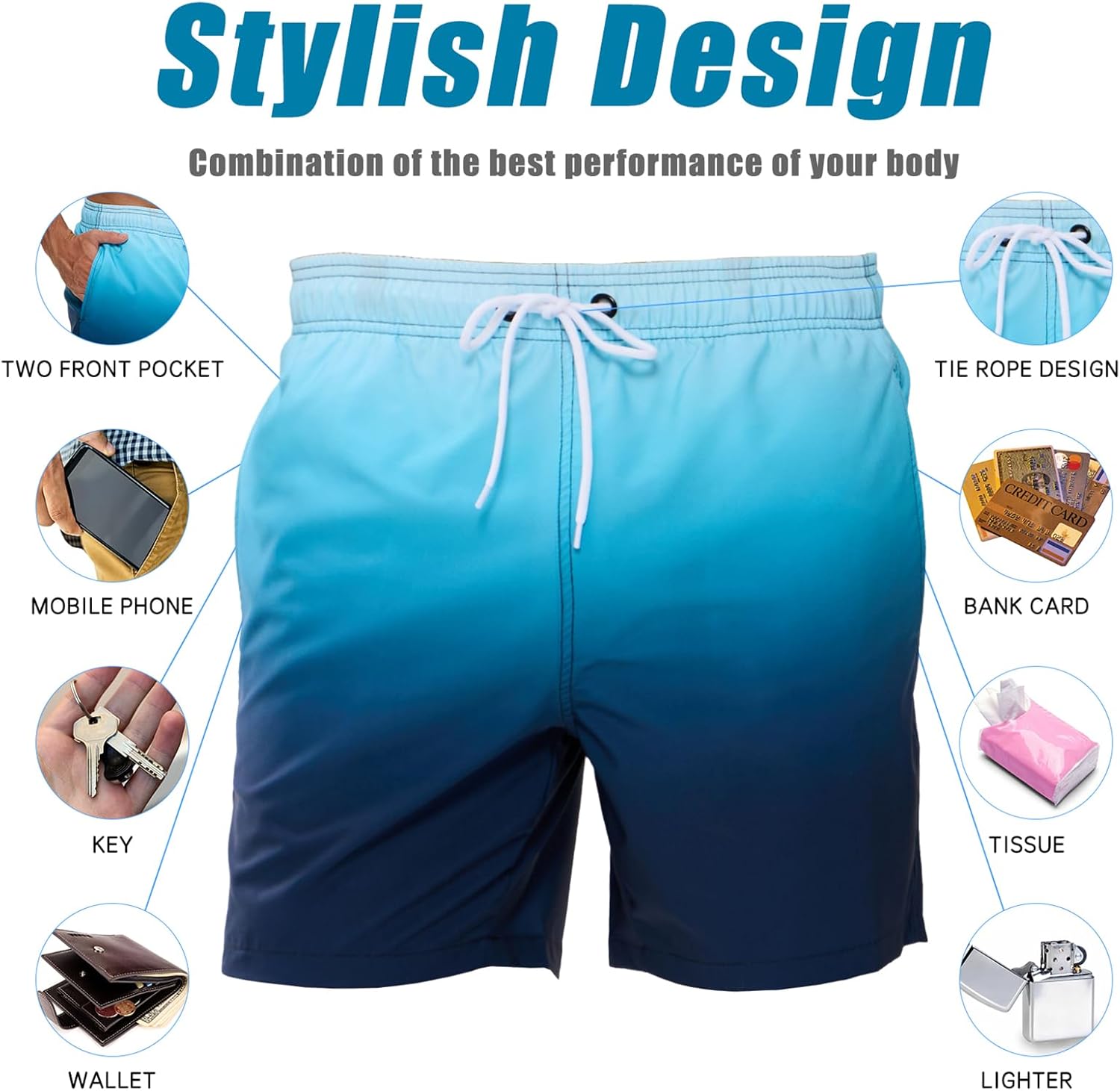 Thumbnail 4 de Vorvowry Badeshorts Herren Wasserdicht, 92% Polyester