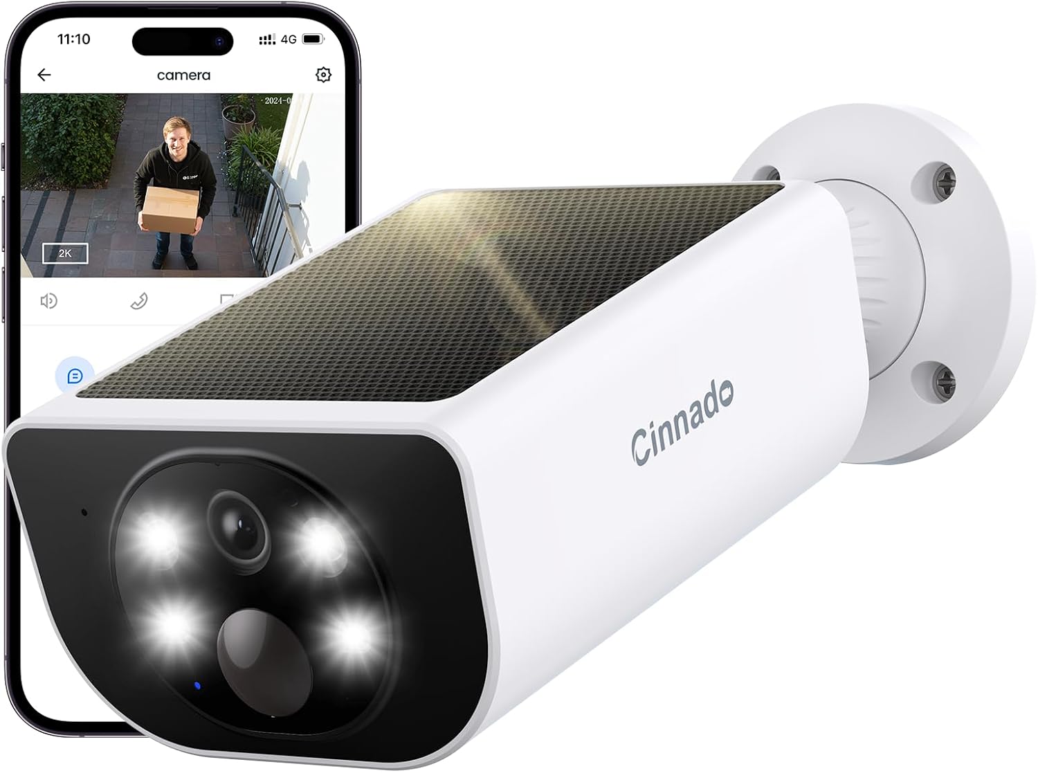 Detalle de Cinnado 2K 3MP Camera Surveillance WiFi Extérieure Solaire, IP65 – sans Fil