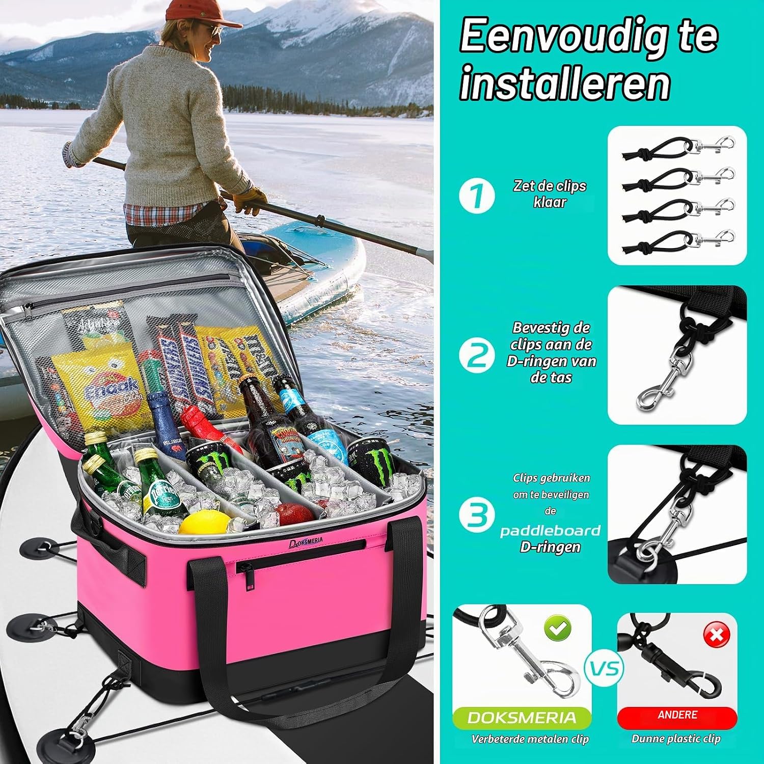Detalle 2 de CYUREAY Bb01 SUP-dekkoeltas, 31,5 liter met indeling en 6 bevestigingsclips