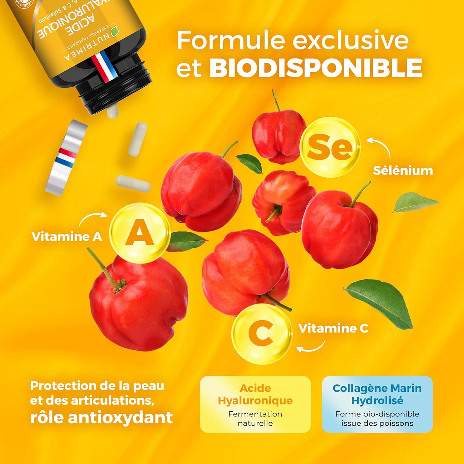 Thumbnail 2 de Complément Acide Hyaluronique avec Collagène Marin Nutrimea (60 gélules vegan) — anti-âge et articulations