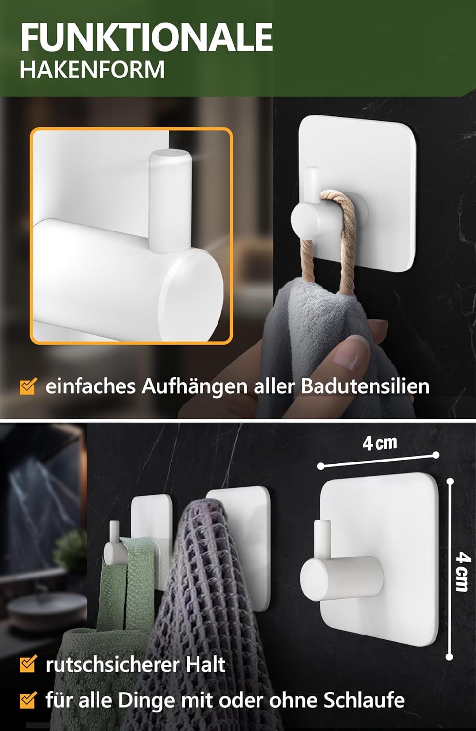Thumbnail 2 de 4smile Handtuchhaken 6er-Set ohne Bohren