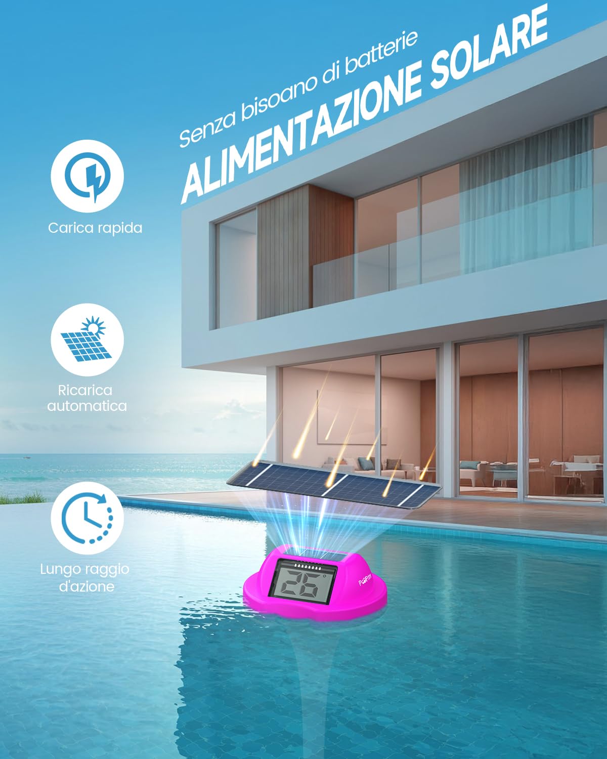 Thumbnail 2 de PoolPrime Termometro Piscina a Doppio Schermo - Lettura Facile, IPX7, Galleggiante Solare