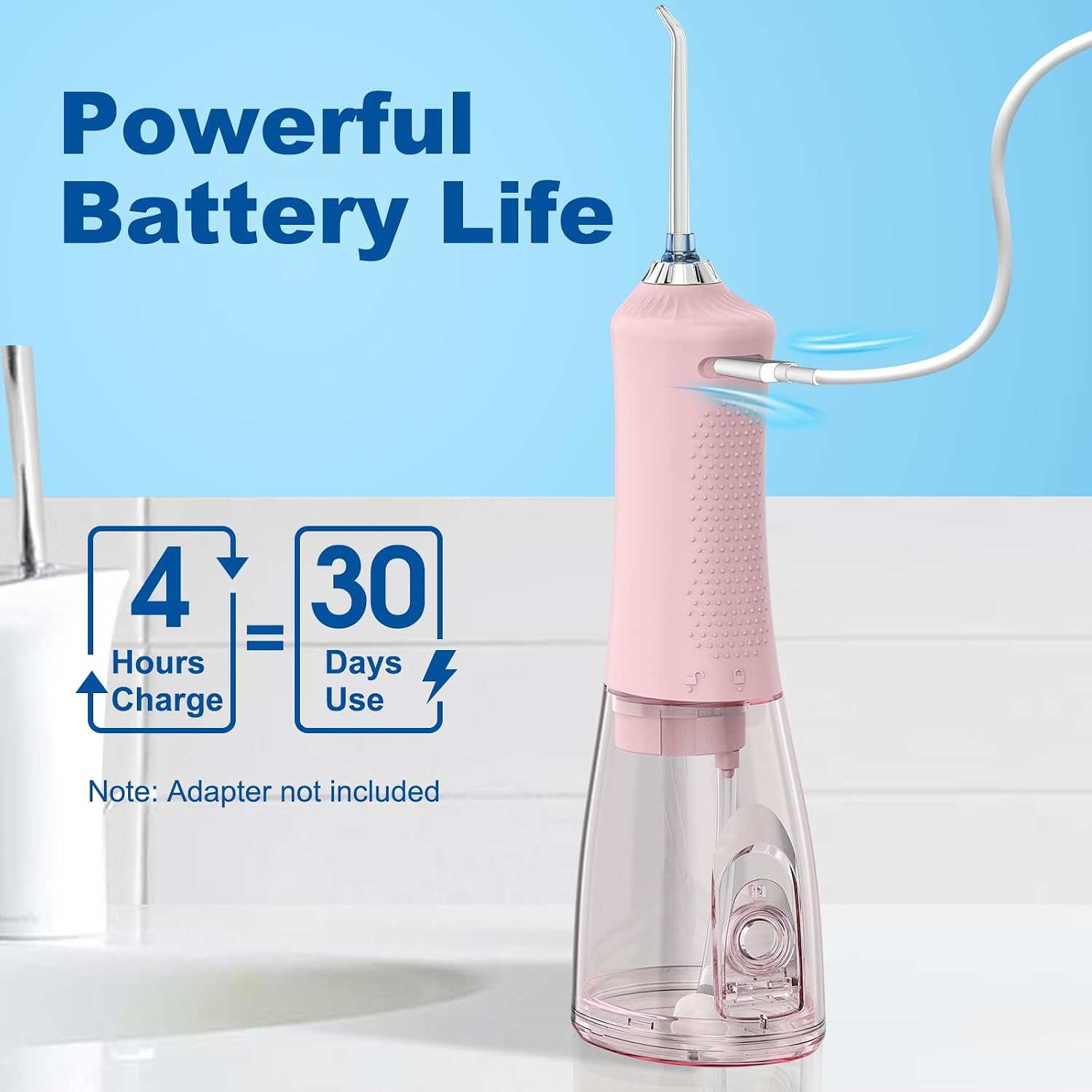Thumbnail 3 de WellLeo Water Flosser: 300ML Cordless Oral Irrigator with 5 Modes, 5 Jet Tips, IPX7 Waterproof, 2500mAh Battery