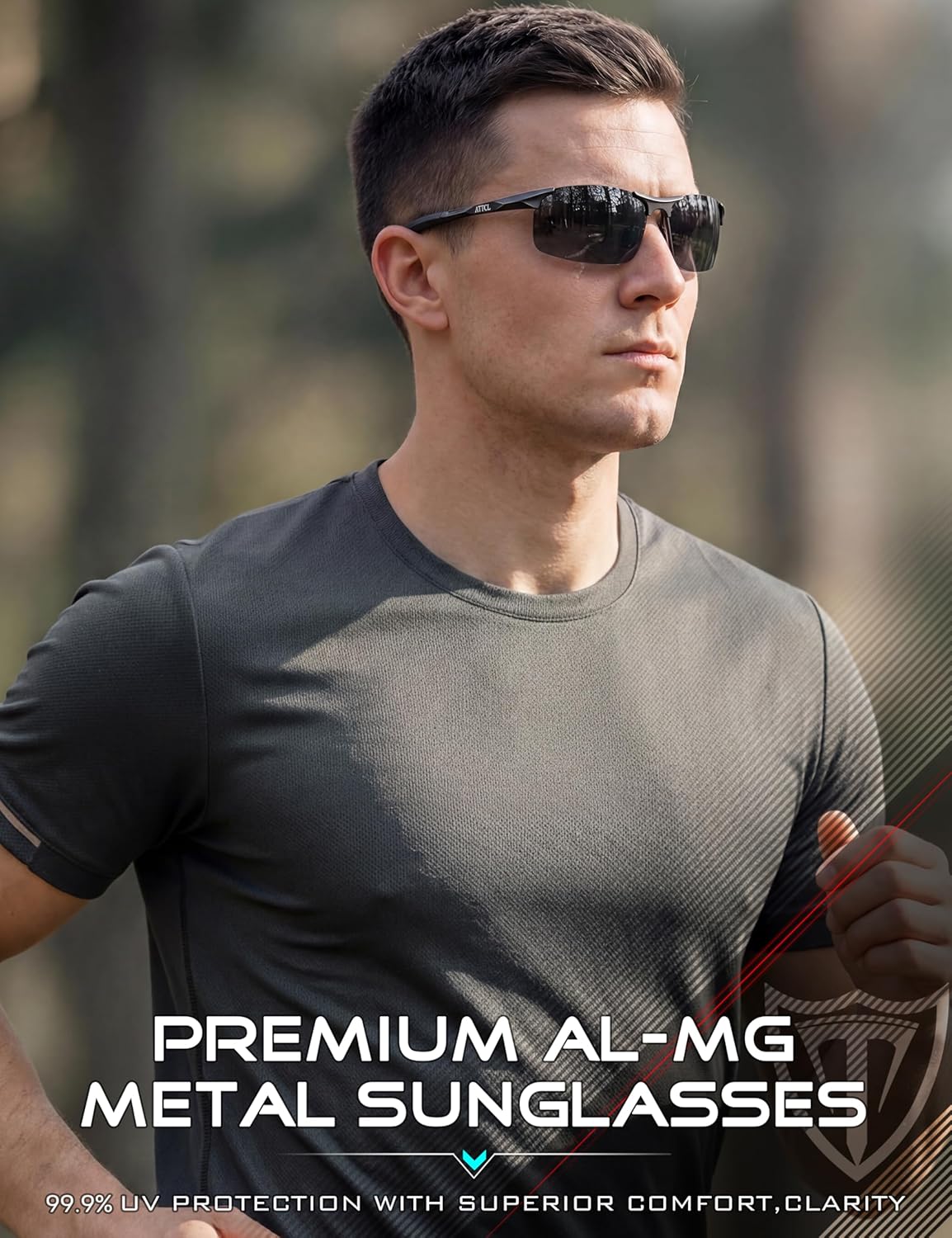 Detalle de ATTCL Polarised Sports Sunglasses for Men with UV400 Protection (Wrap Around, Lightweight 20g)
