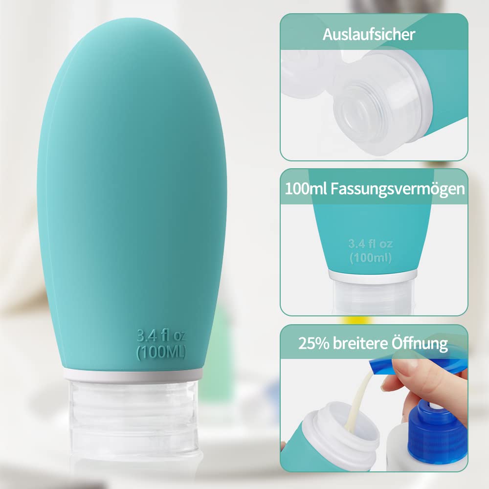 Thumbnail 3 de Opret 100 ml Silikon Reiseflaschen Set, 3 Stück – auslaufsicher, BPA-frei, TSA-konform