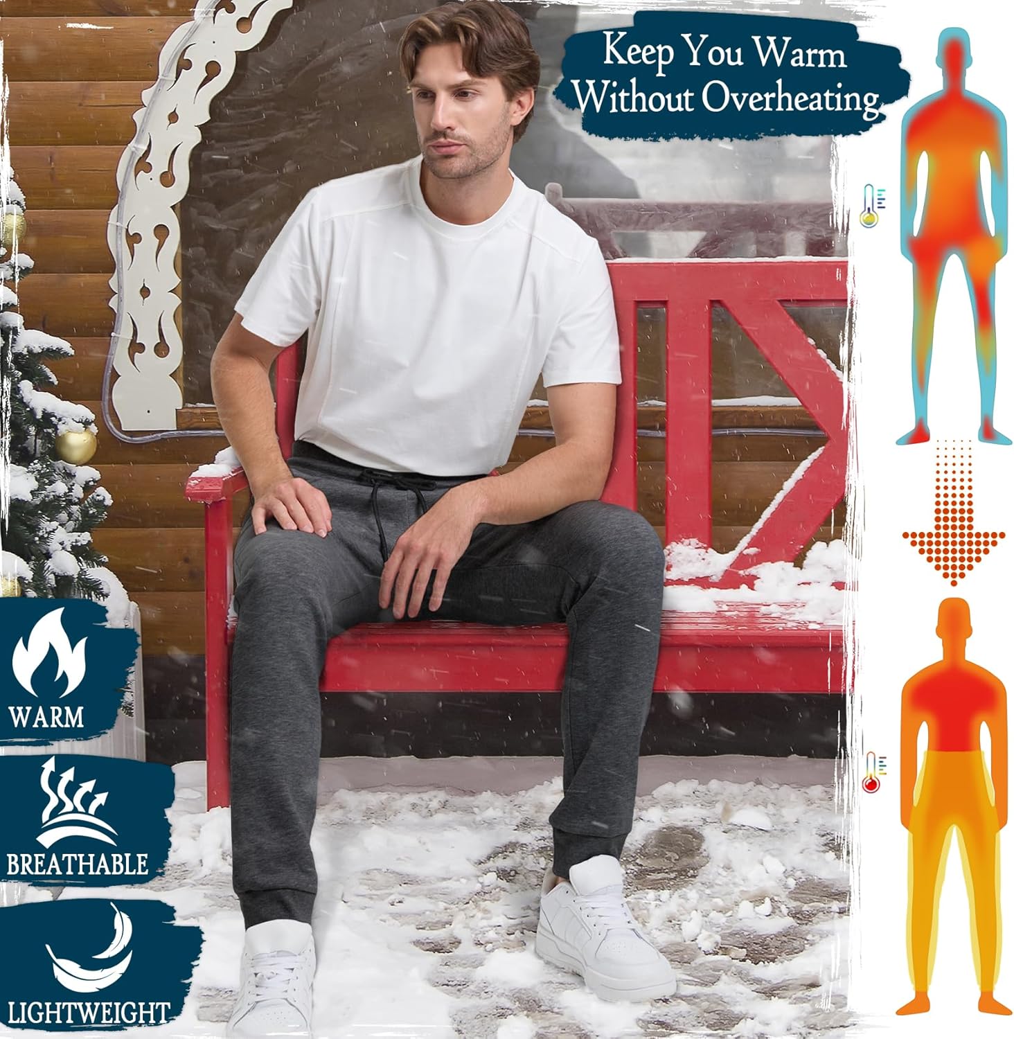 Thumbnail 5 de Loofure Men’s Fleece Sweatpants 3-Pack Joggers with Zipper Pockets