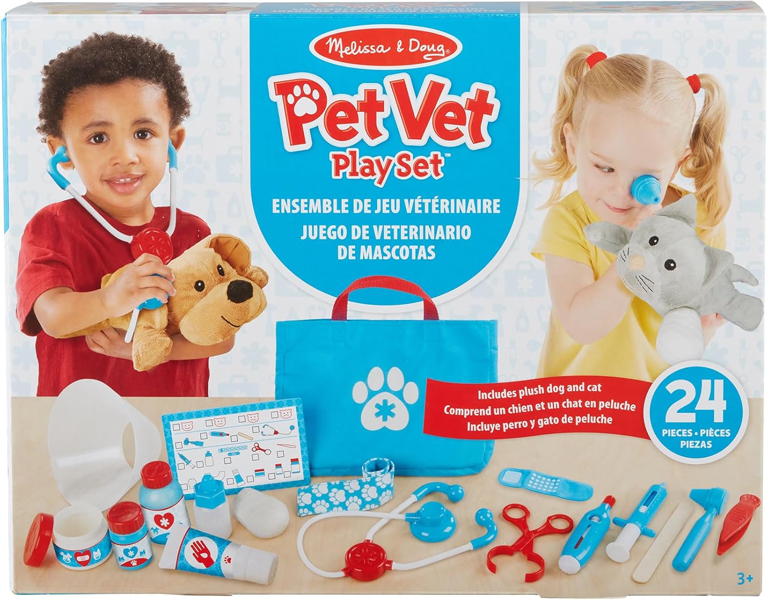 Detalle de Melissa & Doug Examine and Treat Vet Play Set 24-Piece