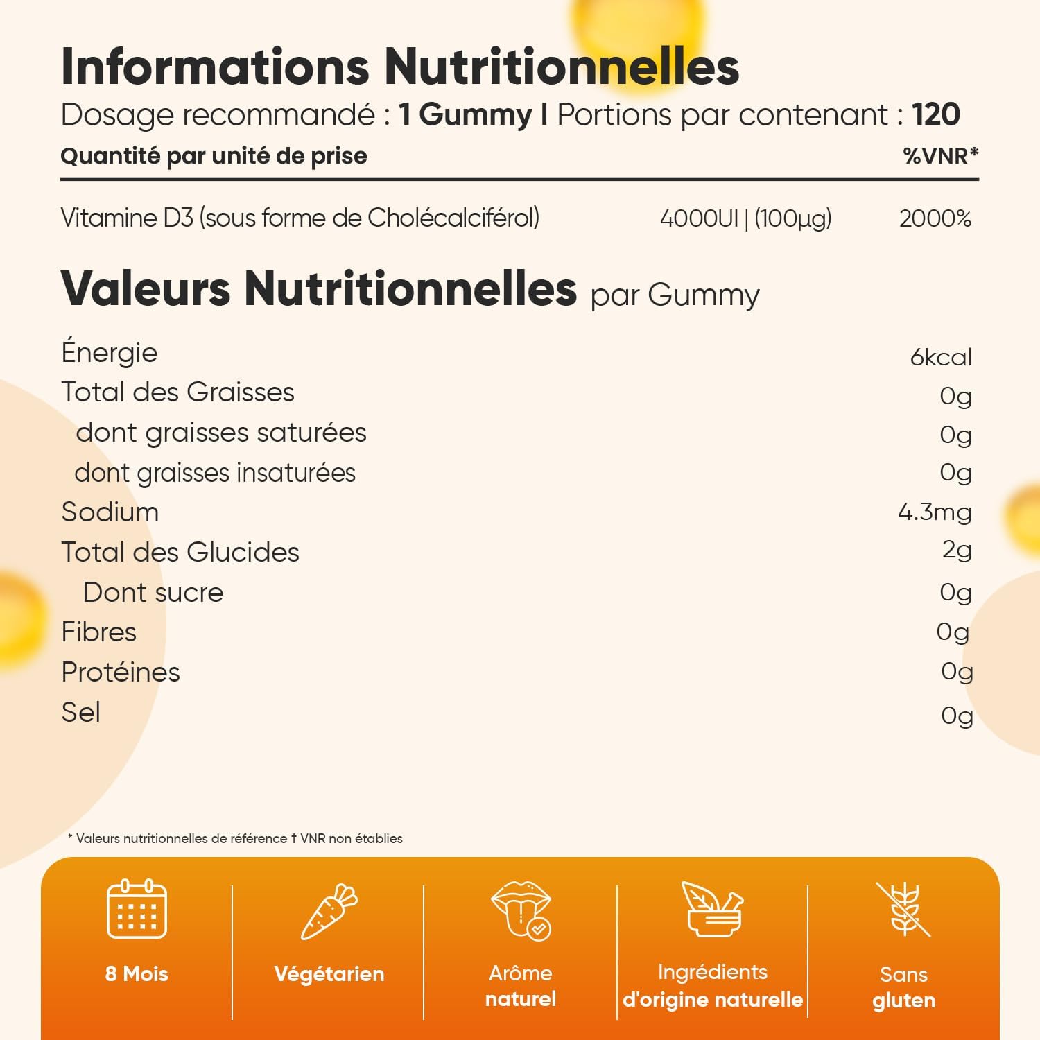 Thumbnail 2 de WeightWorld Vitamine D3 4000 UI en gummies au citron – 120 gélifi és végétariens sans sucre