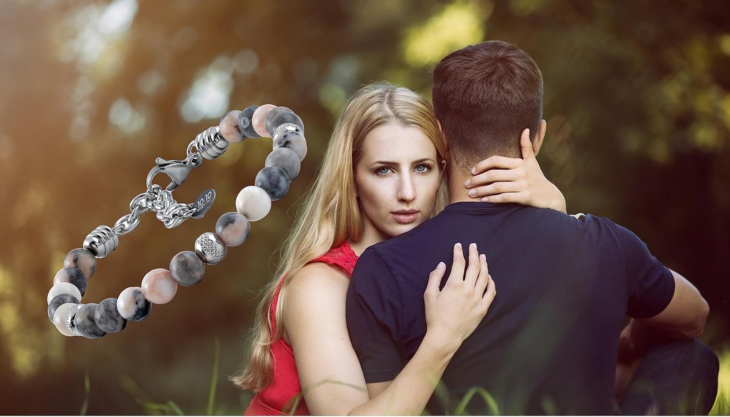 Detalle 2 de 10:10 Bracciale diaspro 6 mm, beads acciaio