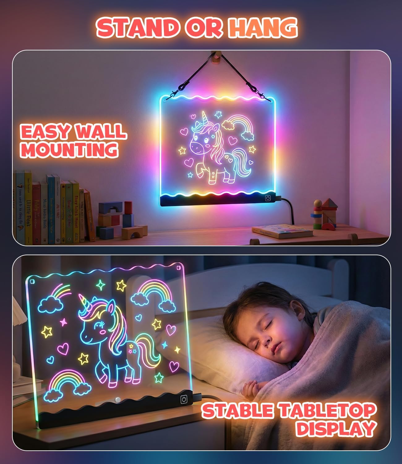Detalle 2 de KiddyFunpals KD188 LED Drawing Board, 7-Color Light-Up Pad with Pens