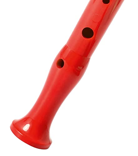 Detalle de Hohner Flauta dulce 9508 roja con funda verde y transparente