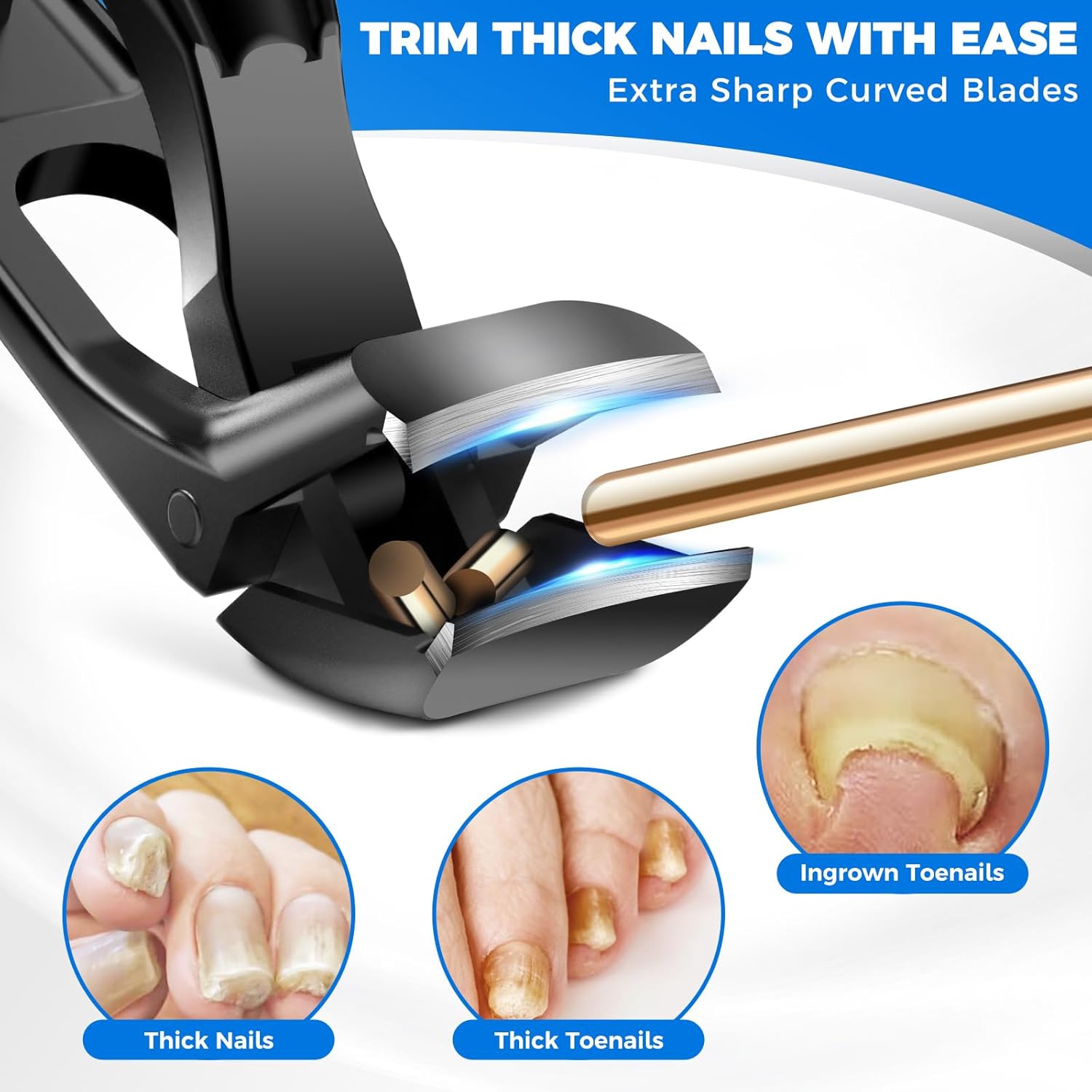Detalle de Toenail Clippers for Seniors for Men Thick Toenails – 2026 Updated Ergonomic Heavy-Duty Cutter
