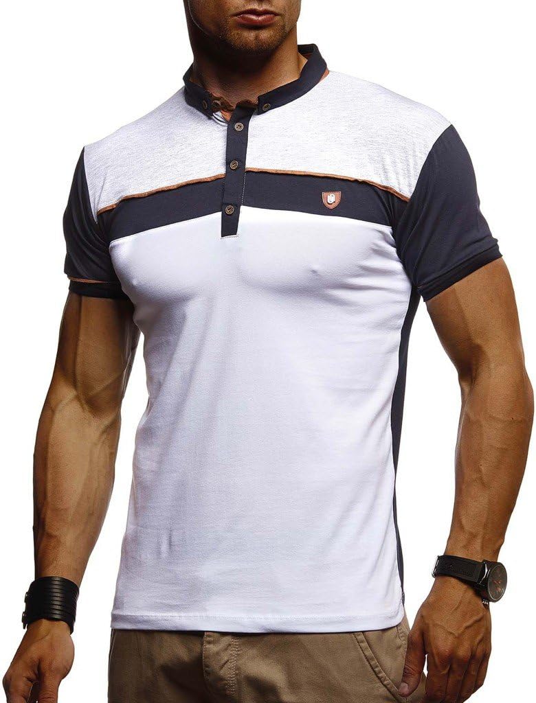 Thumbnail 1 de Leif Nelson LN1420 – T-shirt à col polo ajusté homme en coton noir/blanc