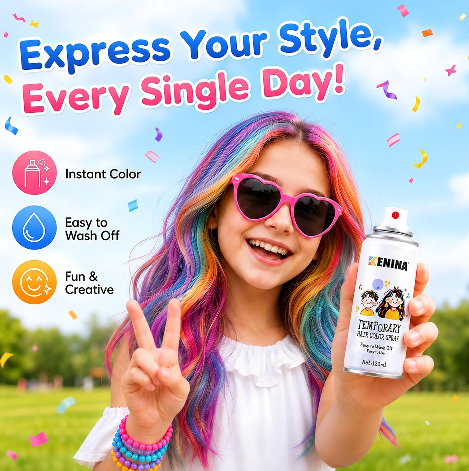 Detalle 2 de KENINA Purple Temporary Hair Color Spray, Washable One-Day Color