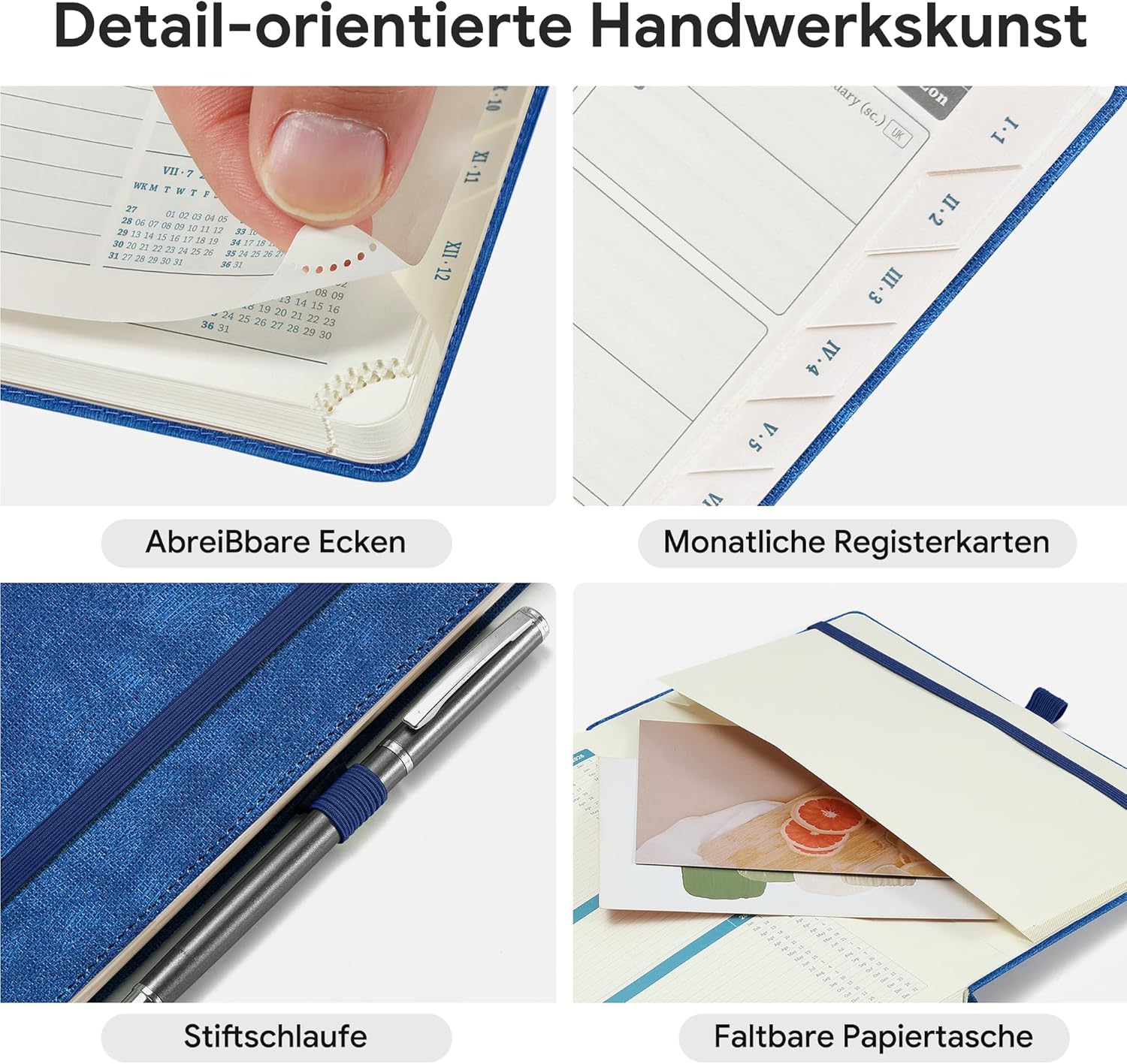 Thumbnail 5 de IN-LUXPRO Kalender 2026/2027 Wochenplaner A5 – Blau, Vegan-Leder, 18 Monate