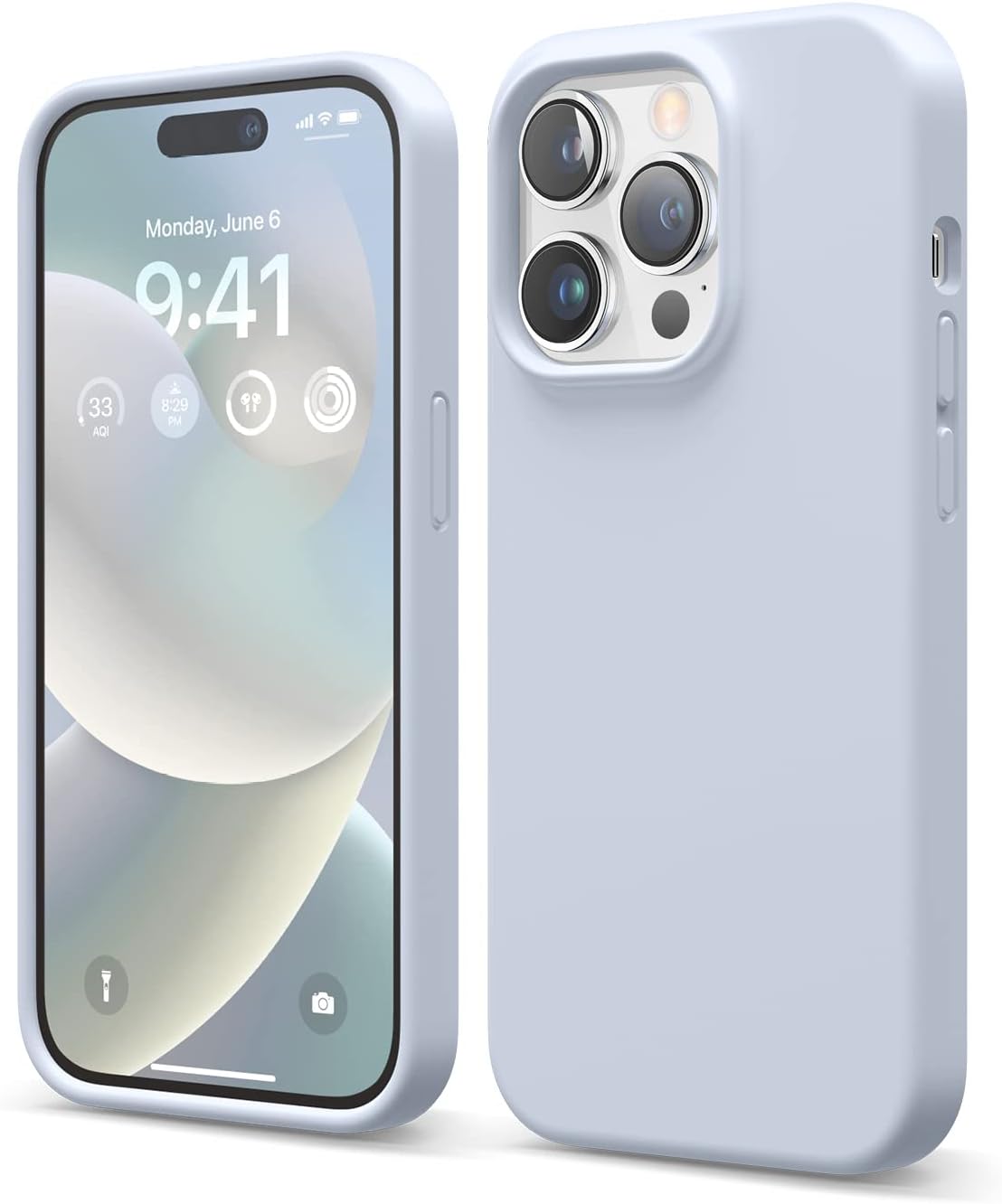 Detalle de elago Coque Silicone Liquide pour iPhone 14 Pro (6,1”) — étui antichoc 4 couches, microfibre douce, bleu clair