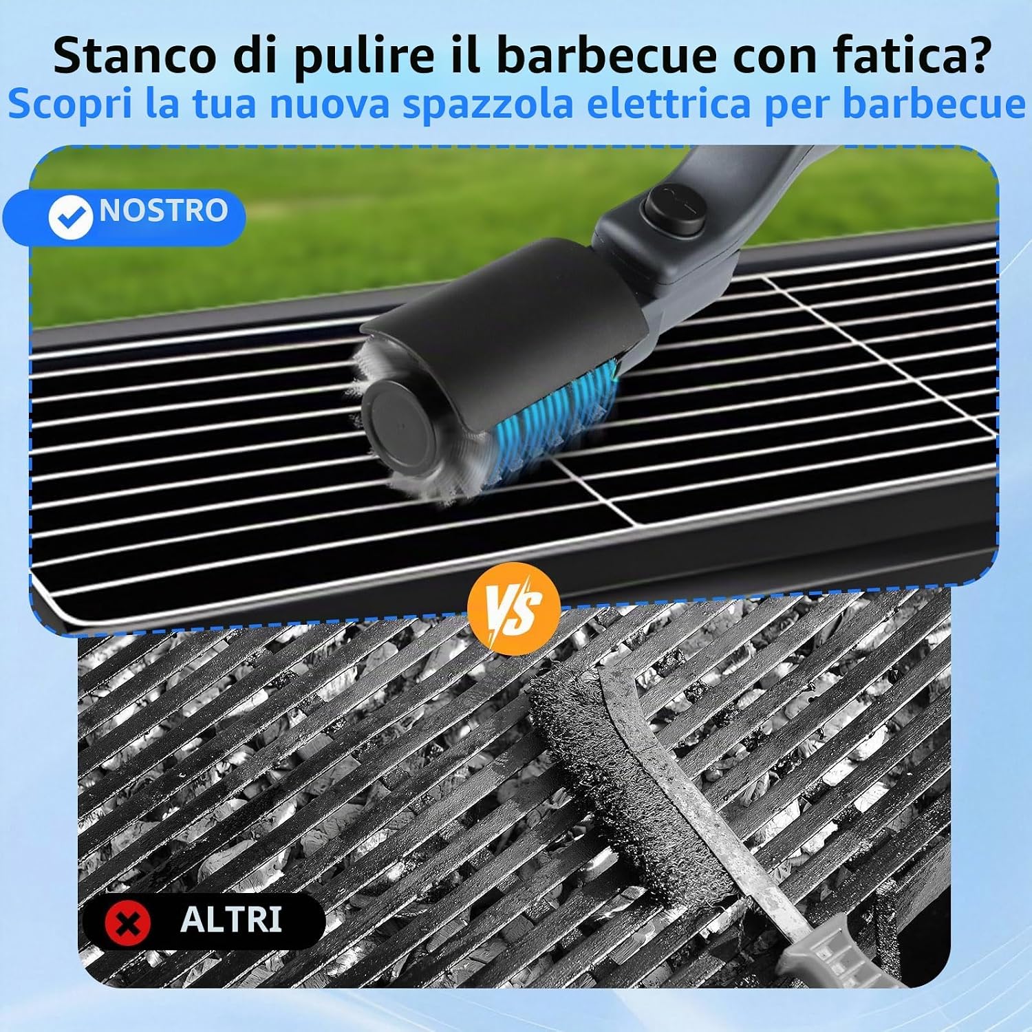 Thumbnail 2 de Spazzola per griglia elettrica aggiornata: pulizia senza fili, testa in acciaio inox e angolo regolabile
