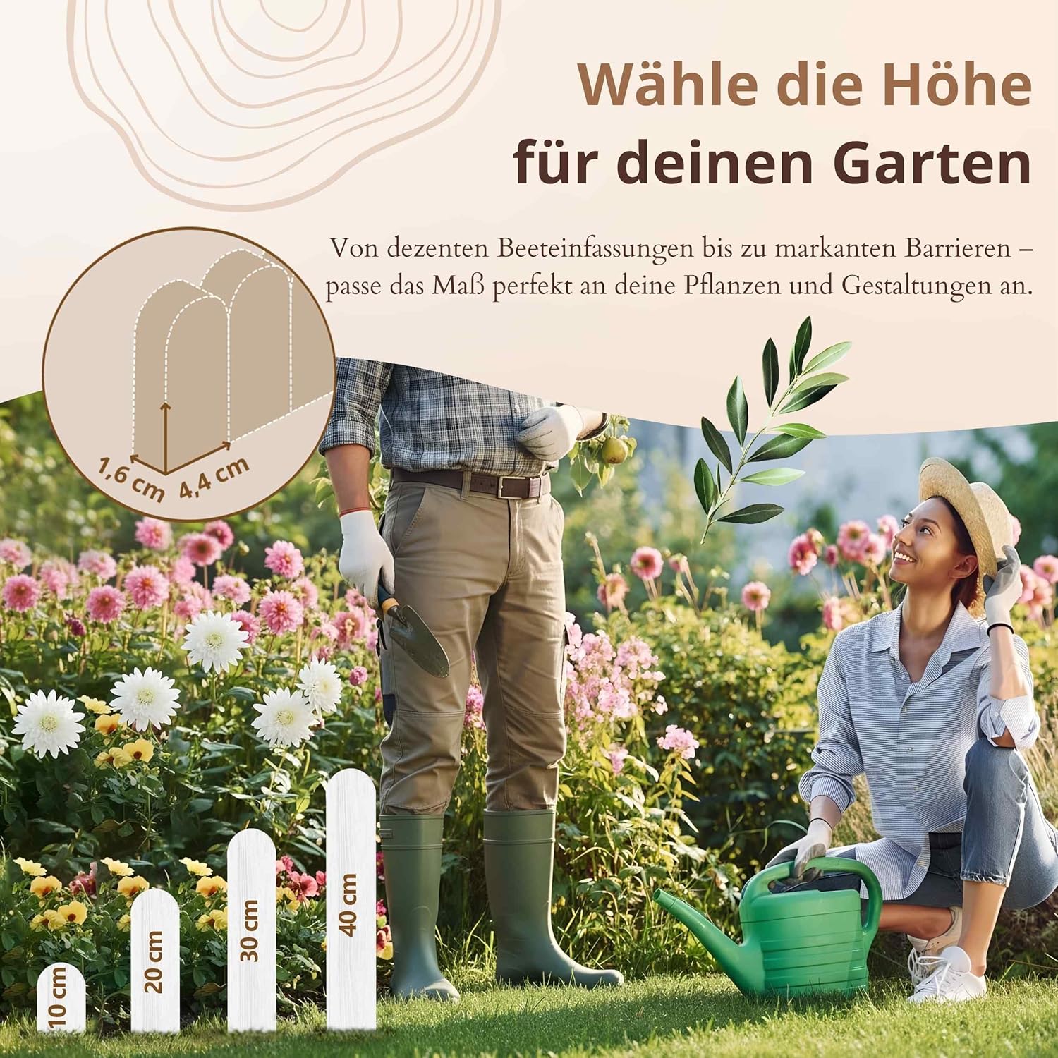 Thumbnail 2 de Floranica Beetumrandung Beeteinfassung 20 x 200 cm Braun – flexibler Rollborder aus Holz