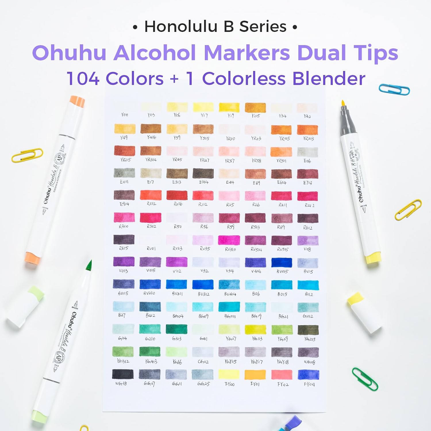 Thumbnail 4 de Ohuhu 104-Color Alcohol Markers Brush Tip Set – Dual Tip, Refillable with Case