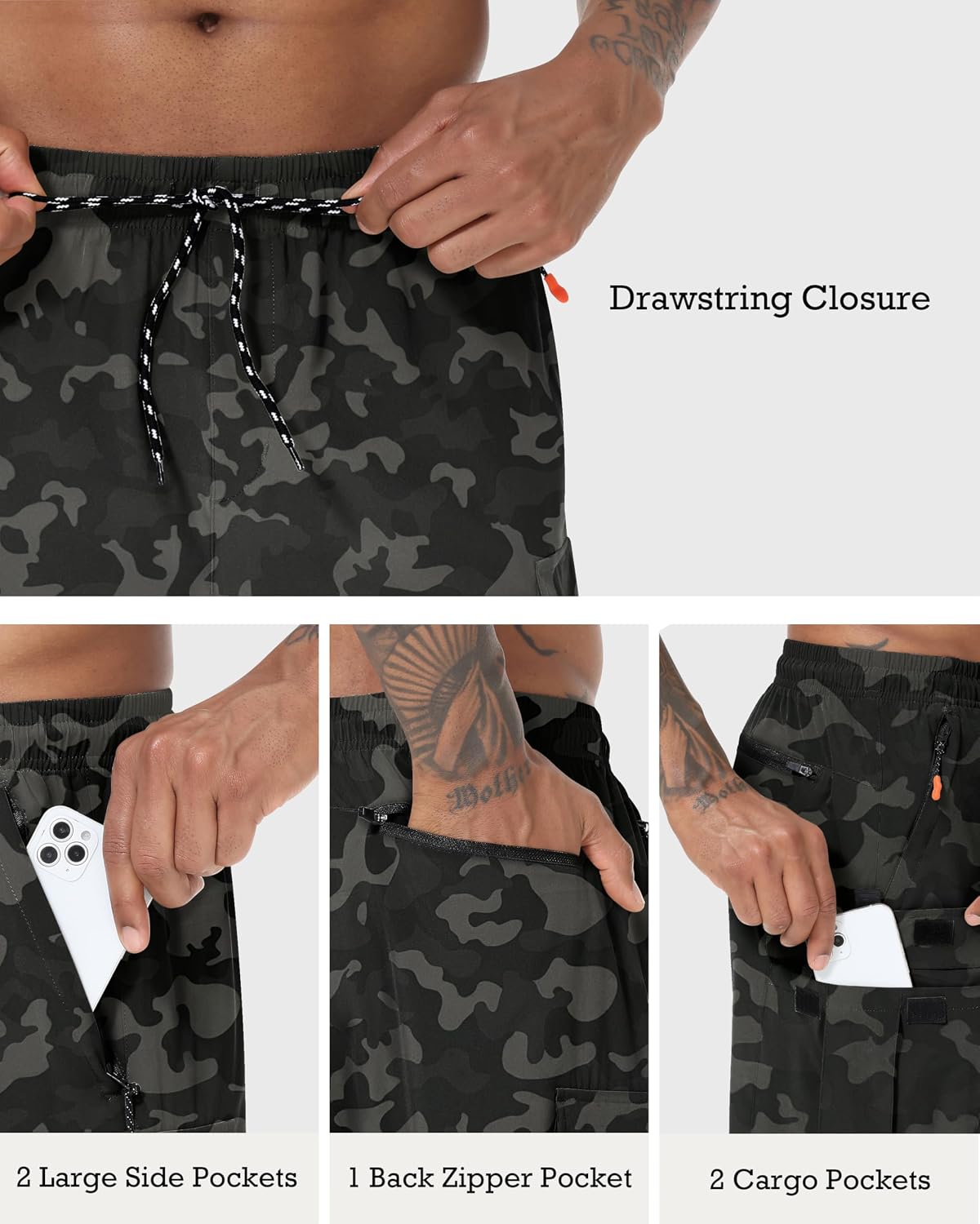 Detalle 2 de Men's Cargo Shorts Quick Dry Stretch 5 Pockets