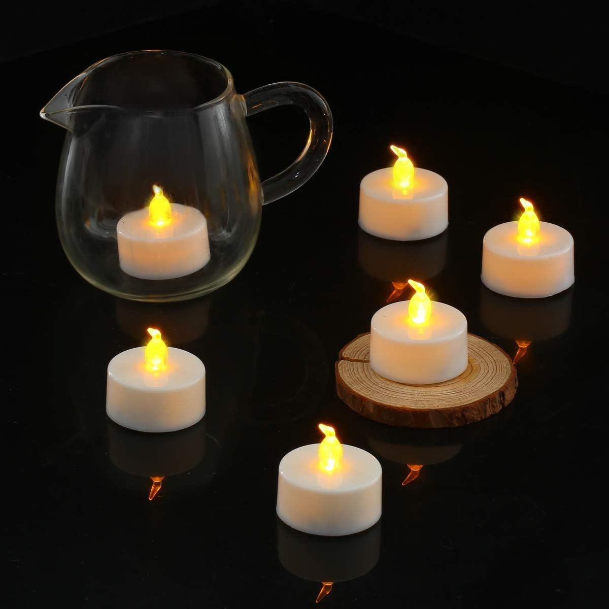 Thumbnail 1 de Jialine 12 Pack Flickering LED Tea Lights 200+