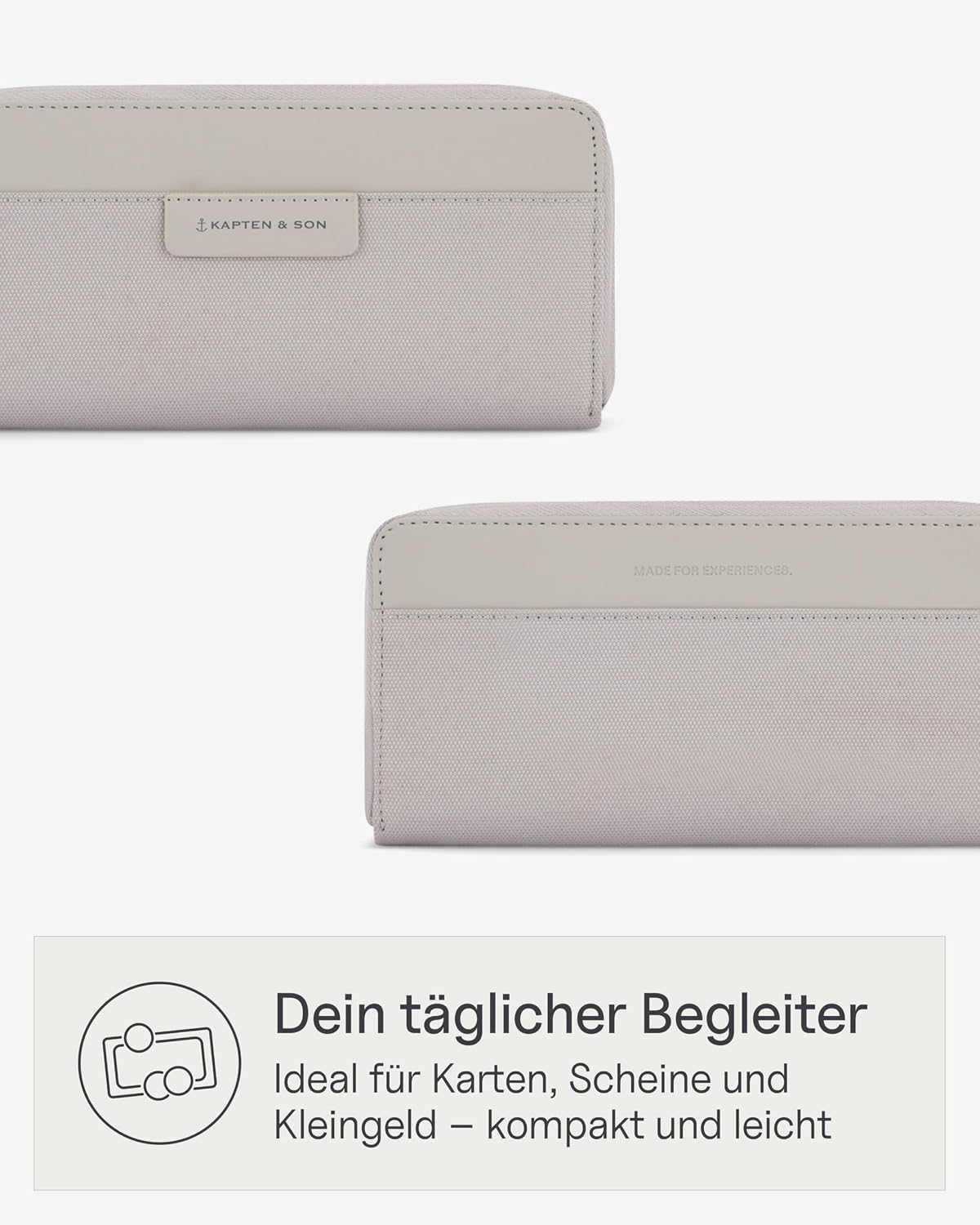 Detalle de Kapten & Son Bergen Pro Wallet Large – Geldbörse Damen Grau/Greige (10x20x3 cm) mit 14 Kartenfächern und Kleingeldfach