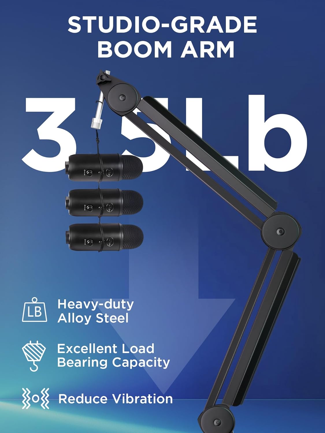 Detalle 2 de InnoGear Mic Boom Arm Microphone Stand with Cable Management Channels