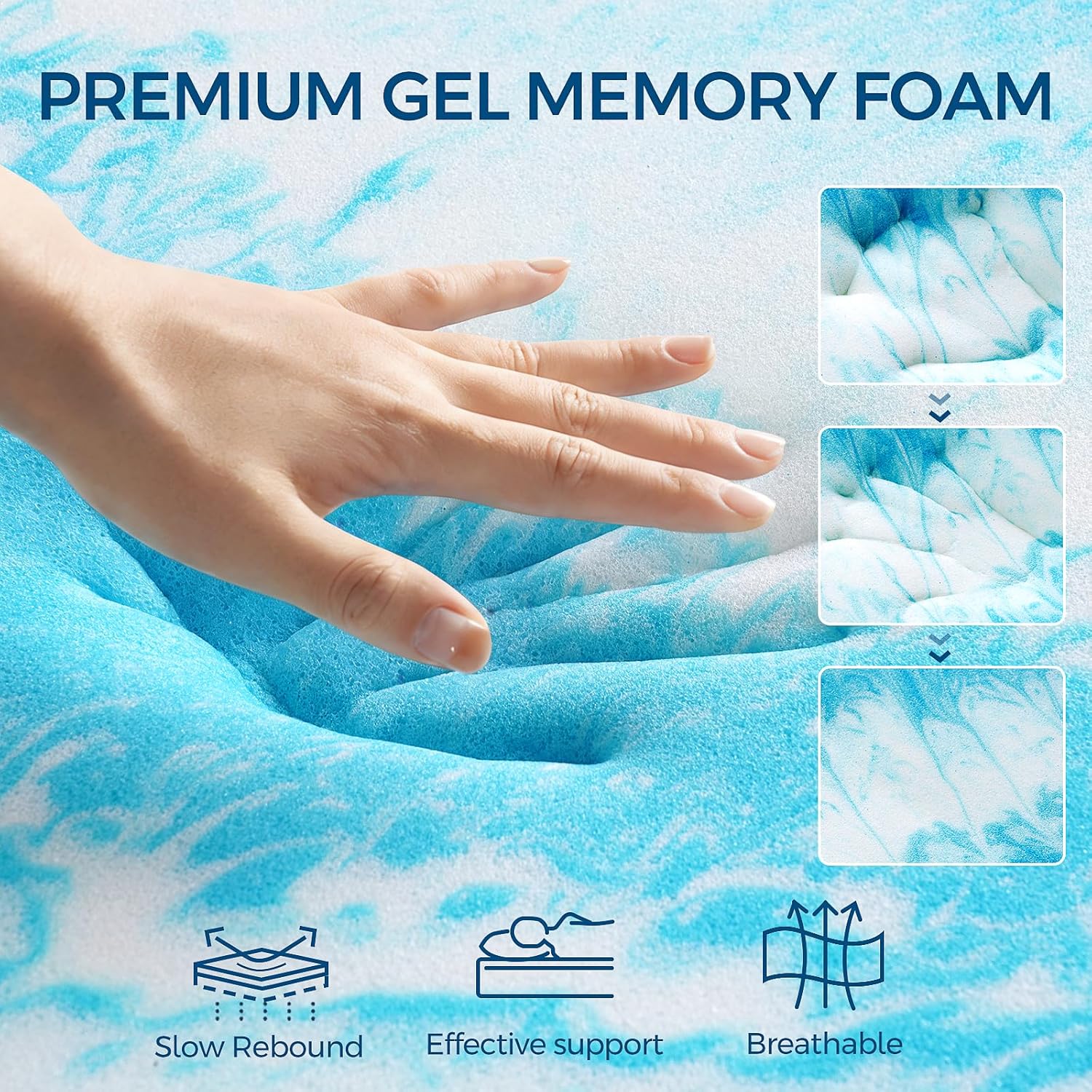 Thumbnail 2 de LovingLeashes Premium Dual-Layer 4 Inch Memory Foam Mattress Topper (Queen 60"x80")