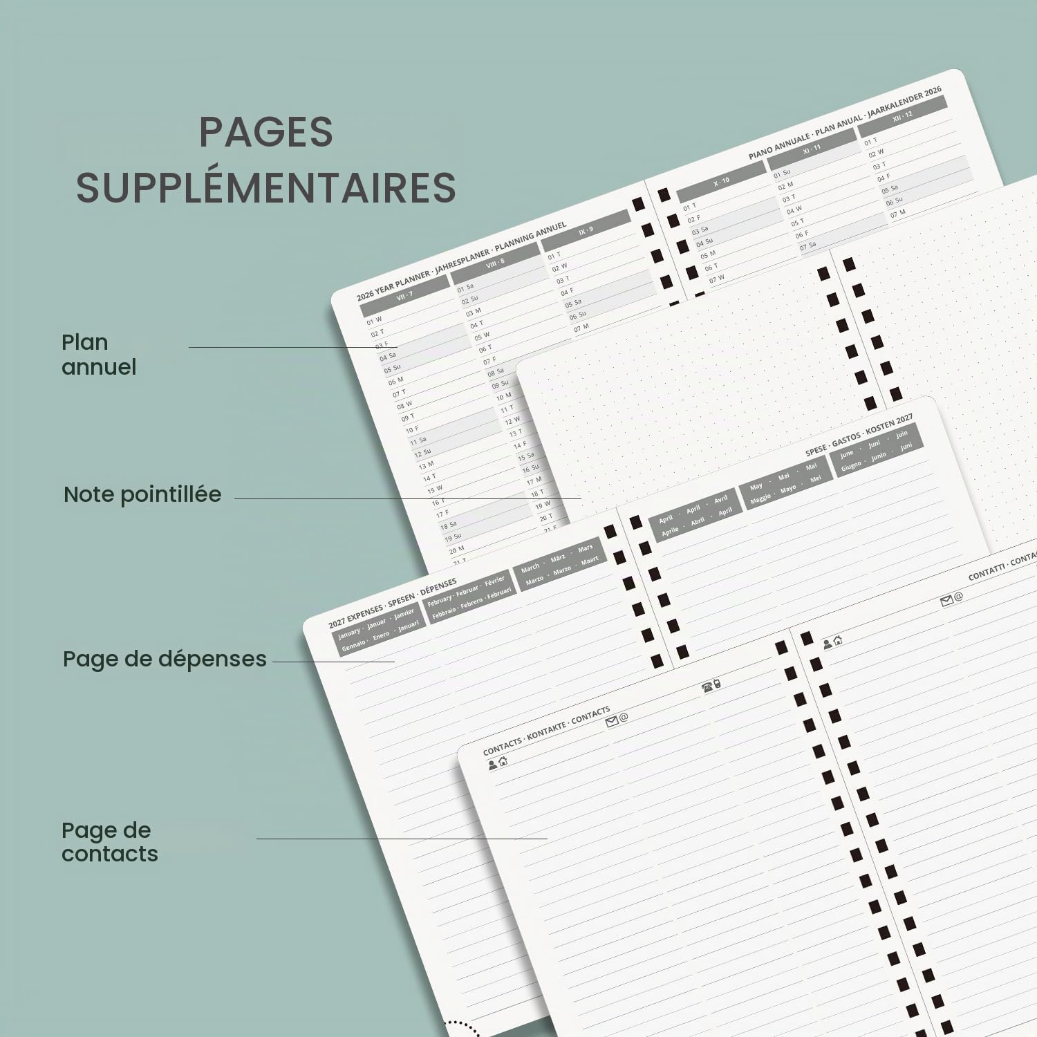 Detalle de POPRUN 27-AW6HA5-NB agenda 2026/2027, weekplanner met spiraalbinding