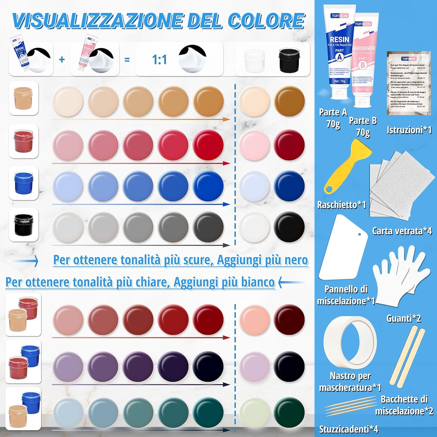 Thumbnail 1 de Kit Riparazione Ceramica e Smalto 140 g per vasca, lavandino e piatto doccia TUFINEIN